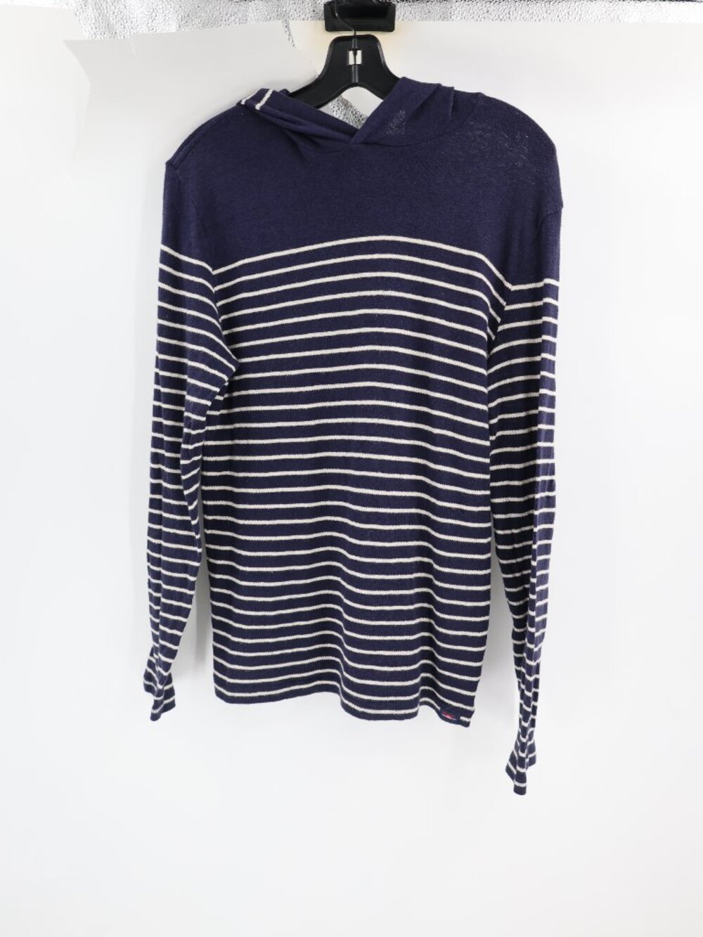 Faherty Sweater Mens Small Cotton Linen Striped Hooded Long Sleeve pullover knit